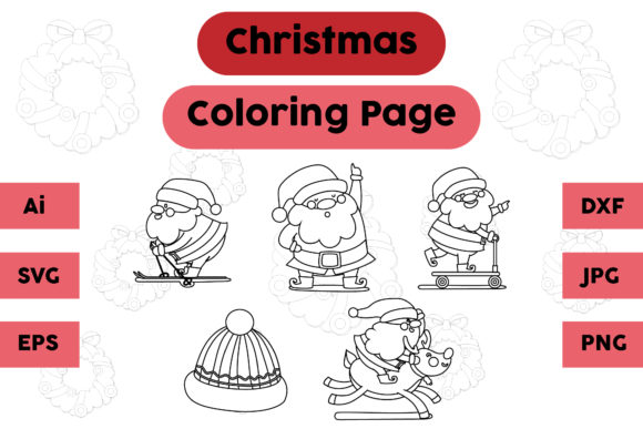 A Festive Santa Hat Set for Crafting Graphics & Coloring Pages