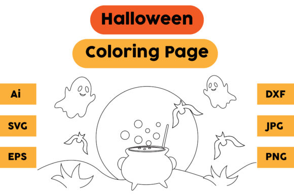 A Halloween Coloring Page Designs Looks Like an Embroidery Designer
