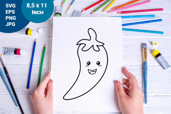 Chili Illustration Graphics for Crafters and Coloring Pages