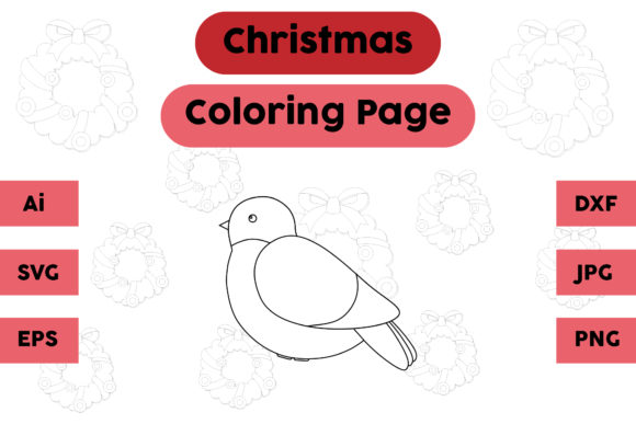 Christmas Bird Coloring Page for Graphics and Marketing Visuals