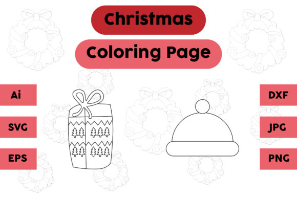 Christmas Coloring Page Graphics for Festive Commercial Products