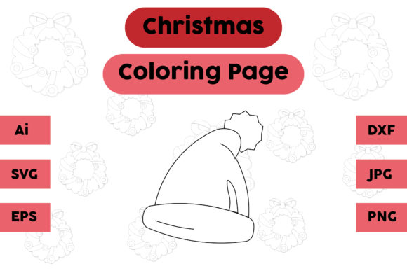 Christmas Coloring Page Hat 04: A Graphics Asset for Editorial & Web Design
