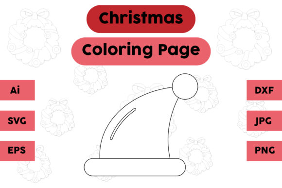 Christmas Coloring Page Hat Graphics for Craft Projects