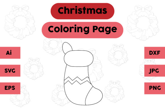 Christmas Socks Coloring Page for Your Embroidery Projects