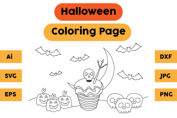 Halloween Coloring Page 11: A Graphic Asset for Creative Content