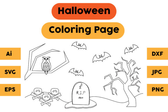 Halloween Coloring Page 19: A Graphics Asset for Editorial Mood